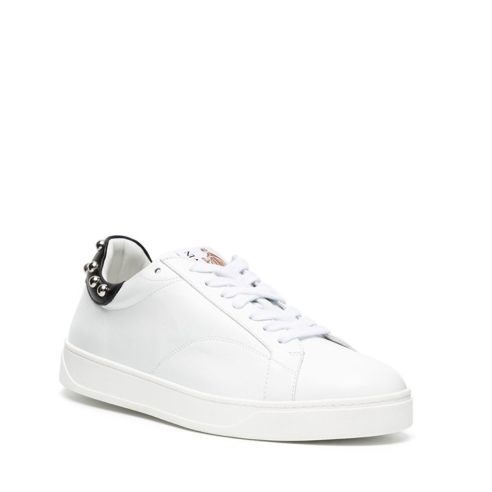 Lanvin Paris Women's White Leather DDB0 Sneakers with Studs, Sz 37 - Picture 2 of 12